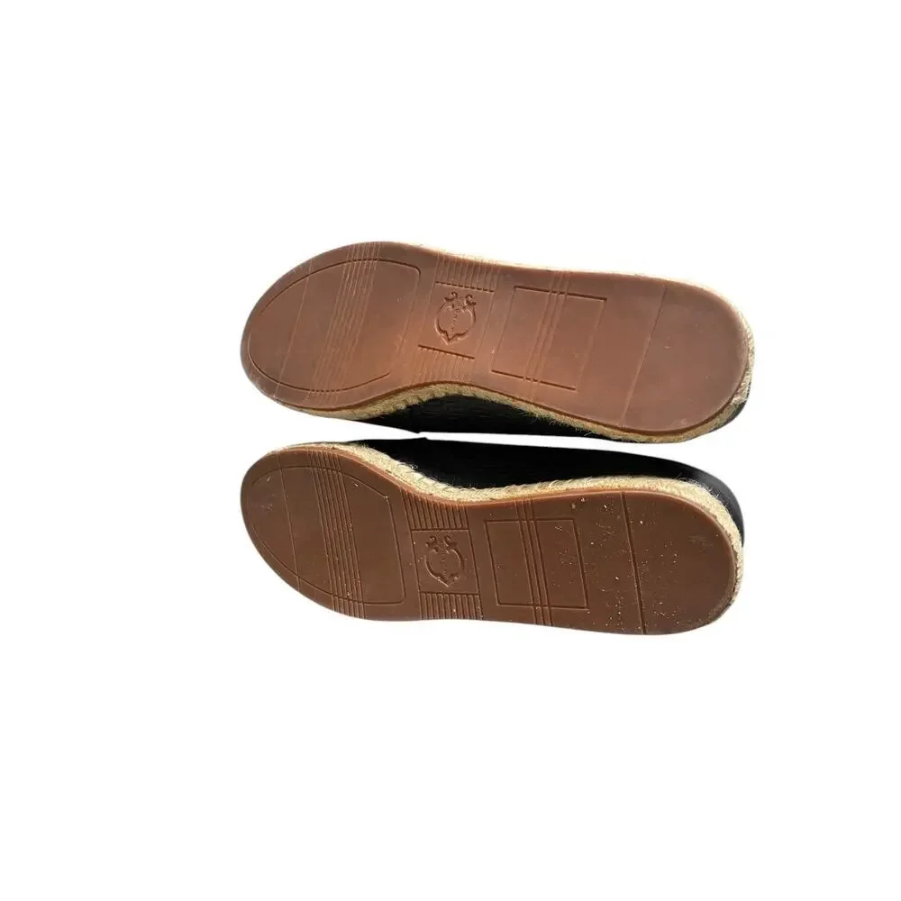 C Wonder Women’s Margot Black Leather Slip On Espadrilles Size-8M